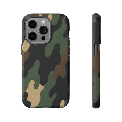 Military green camo tough phone case by Printify, rugged protective cover for smartphones with durable design.