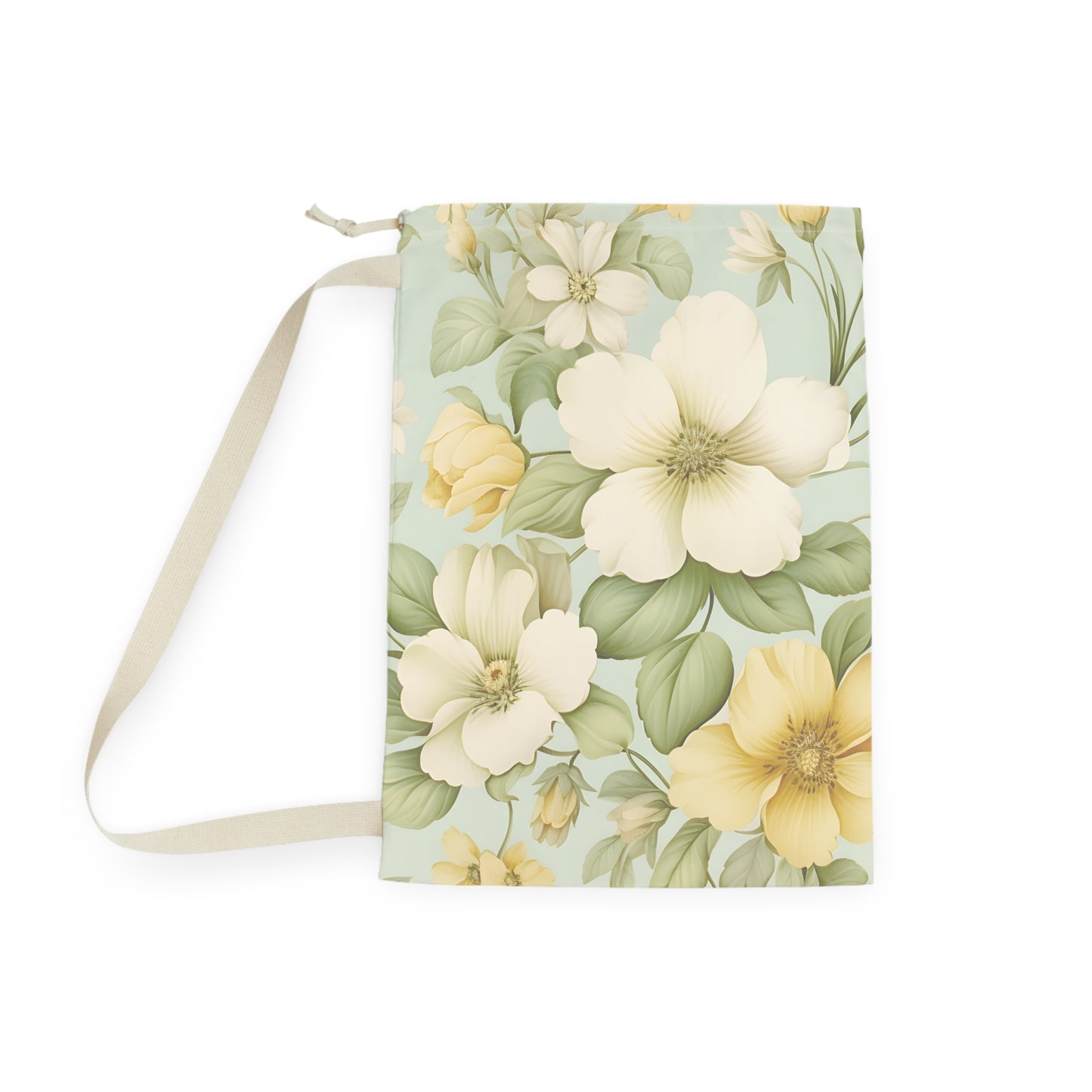 Vintage Yellow Floral Laundry Bag | Canvas Drawstring Wash Bag