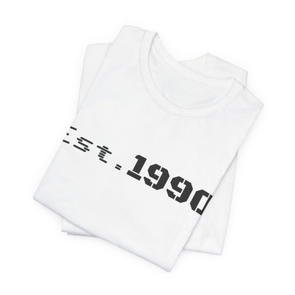 Vintage Est. 1990 T-Shirt by Printify featuring a classic design and comfortable fabric, perfect for celebrating your birth year.