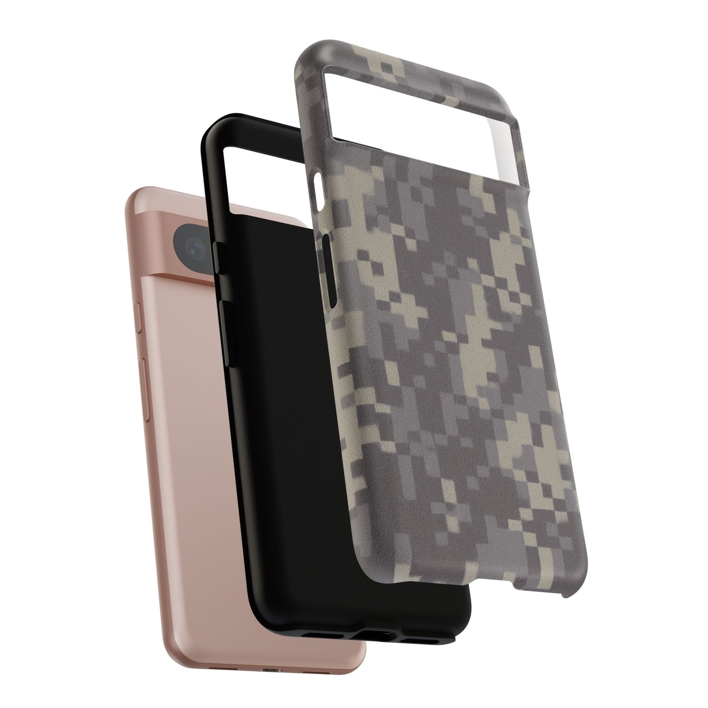 Camouflage tough phone case by Printify with rugged digital camo design, providing durable protection for smartphones.