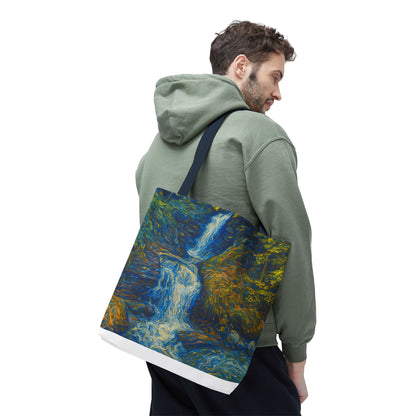 Nature-Inspired Tote Bag, Artistic Eco-Friendly Shopper, Waterfall Design, Reusable Market Bag, Gift for Nature Lovers - TRV