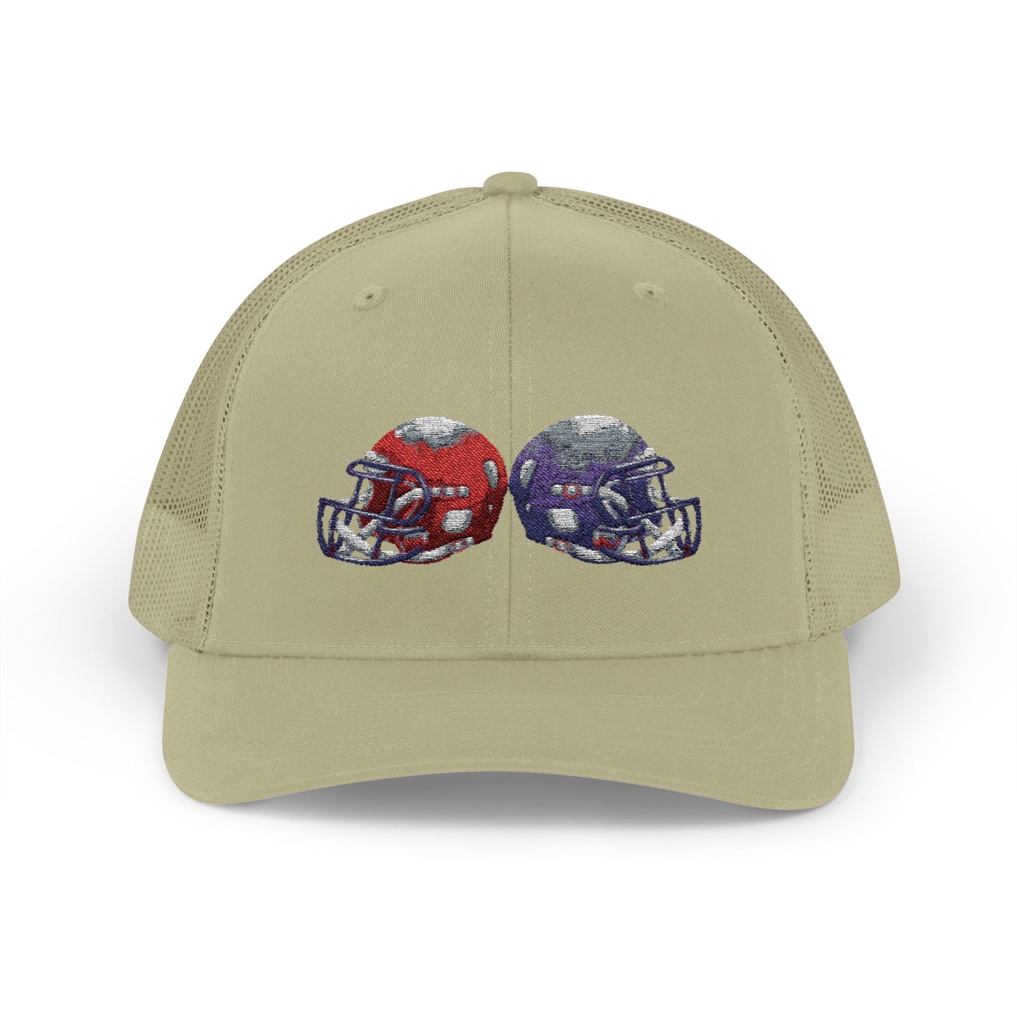 Sporty Snapback Trucker Cap with Football Helmets, Baseball Cap, Outdoor Activity Hat, Gift for Sports Fans, Team Spirit Wear - TRV