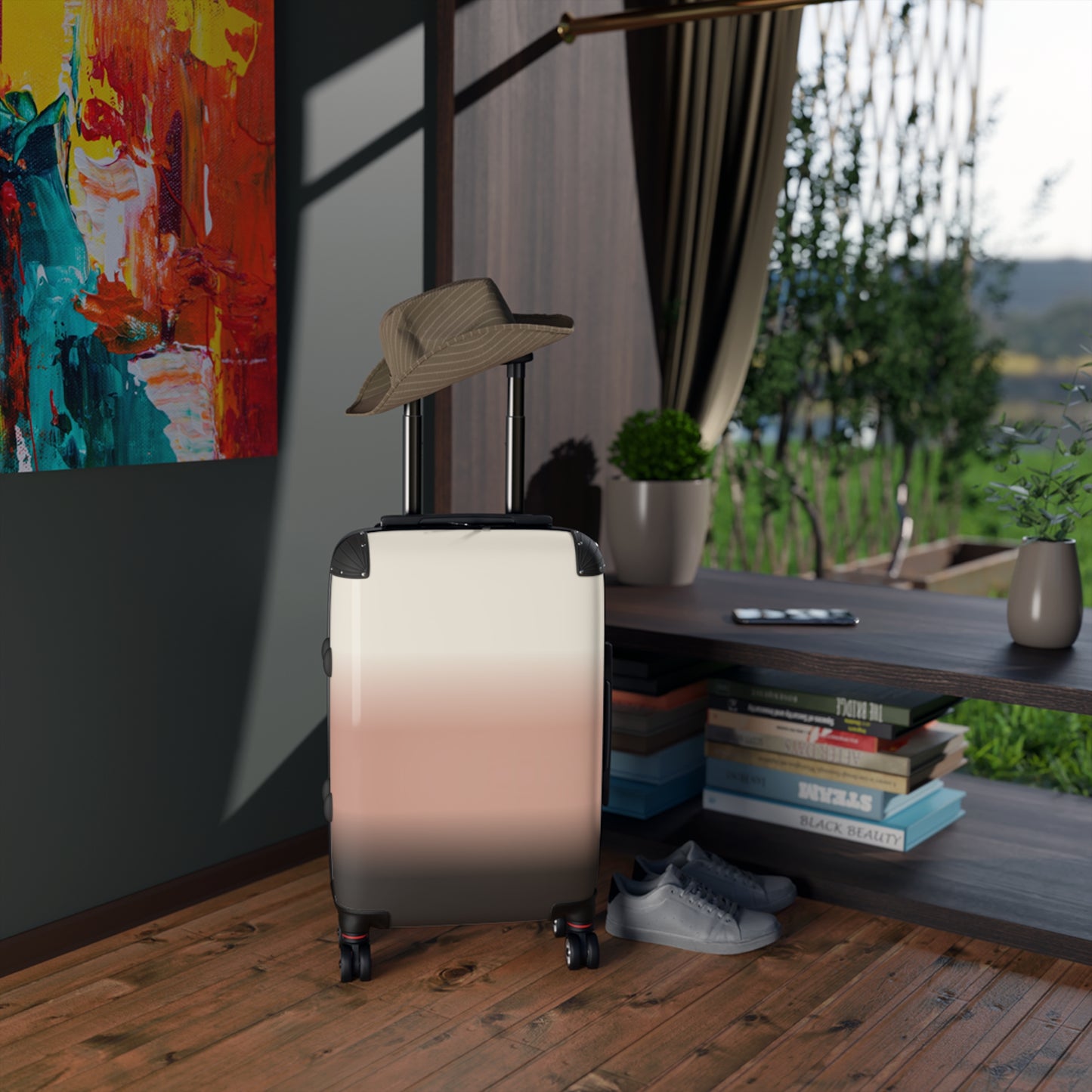 Gradient Carry-On Suitcase – Blush to Charcoal Ombre Travel Luggage