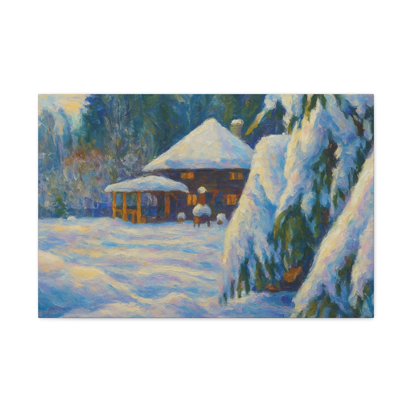 Winter Landscape Canvas Wall Art, Cozy Home Decor, Christmas Gift, Seasonal Artwork, Impressionist Style - TRV