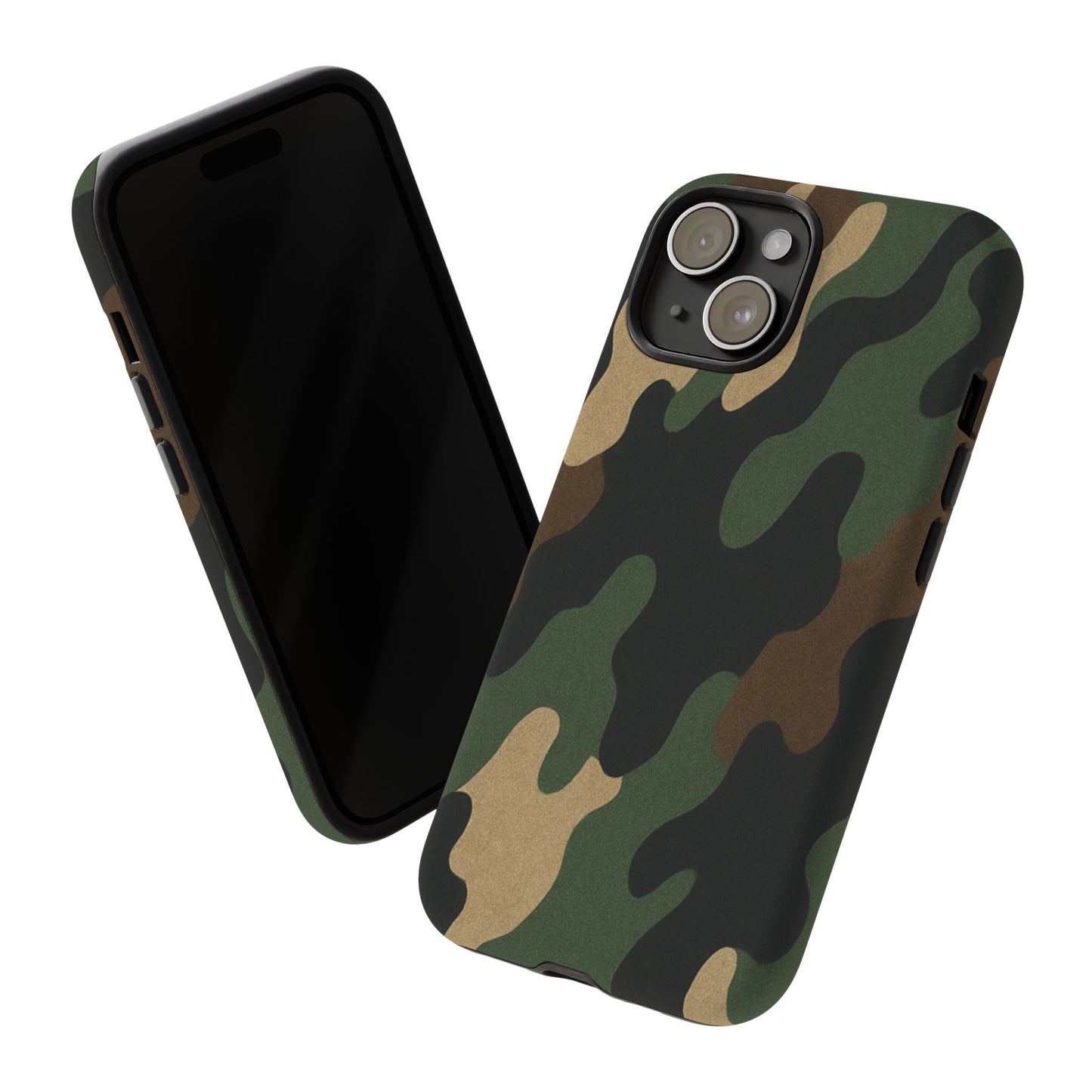 Rugged military green camo phone case by Printify, protective and durable cover for smartphones with tough, military-inspired design.