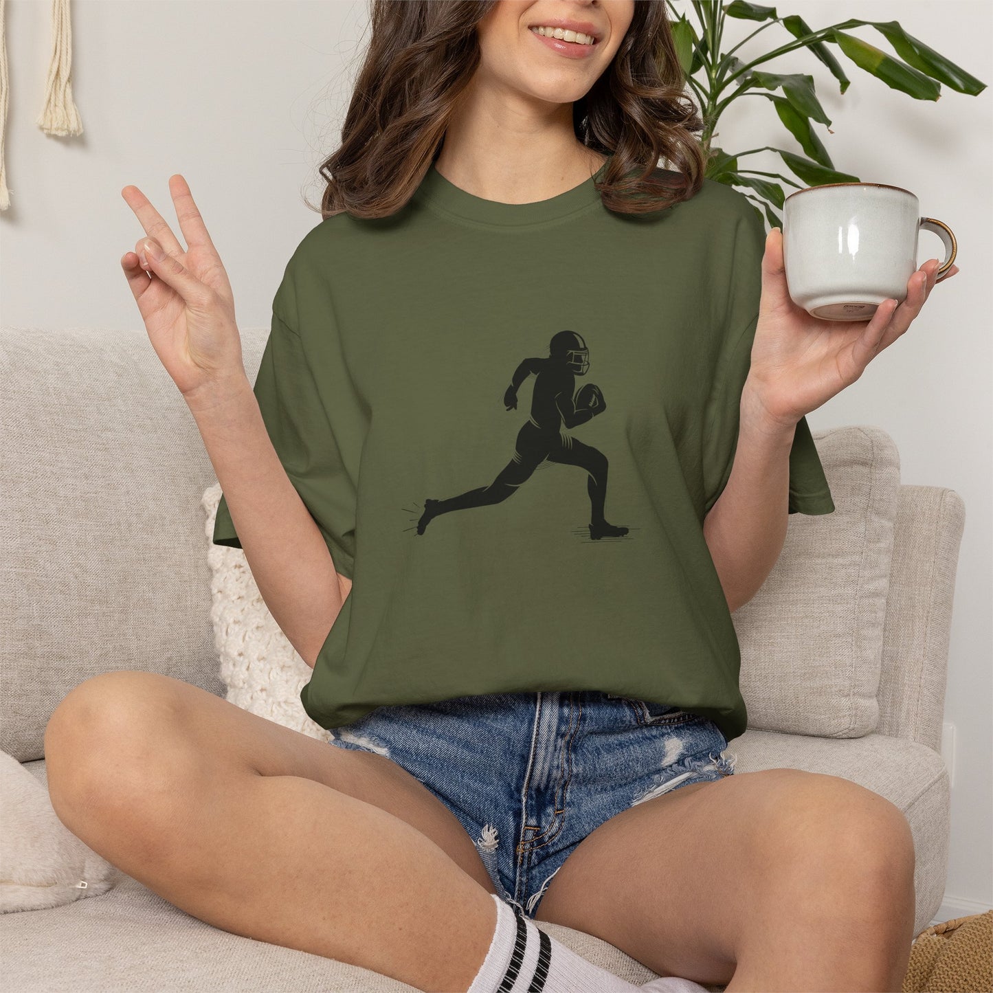 Football Player Graphic Unisex T-Shirt, Casual Sports Tee, Gift for Athletes, Workout Shirt, Everyday Wear, Unique Running Apparel