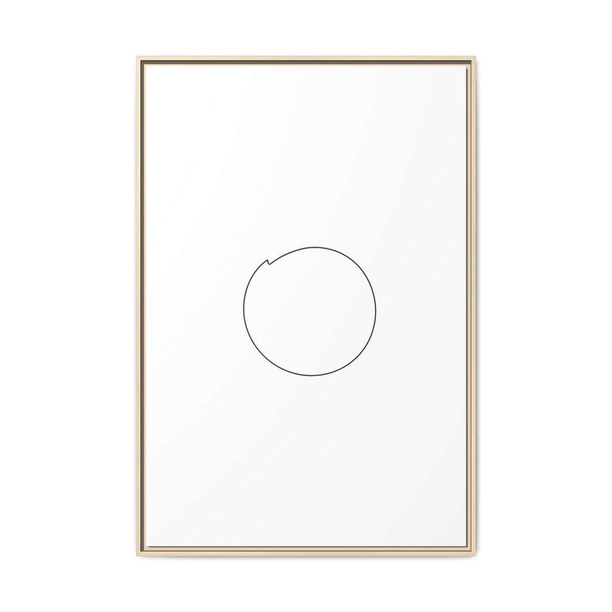 Framed matte canvas wall art featuring a minimal circular line design, perfect for modern home decor by Printify.