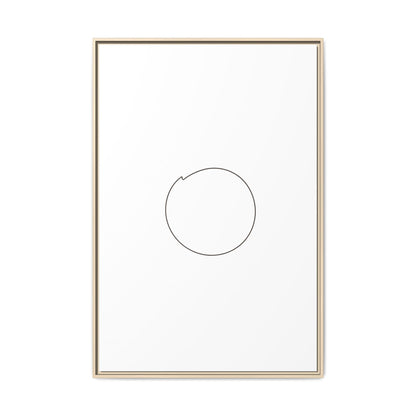 Framed matte canvas wall art featuring a minimal circular line design, perfect for modern home decor by Printify.