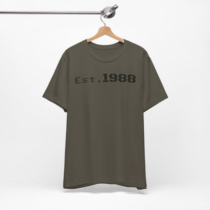 Est. 1988 Unisex Jersey Tee, Vintage Birthday Shirt, Casual Everyday Wear, Gift for Him or Her, Anniversary Celebration Tee