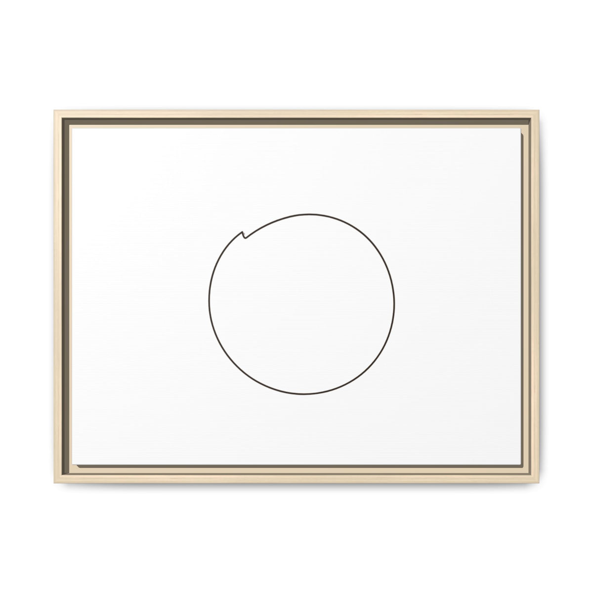Framed matte canvas wall art featuring a minimal circular line design, by Printify, ideal for modern home decor.