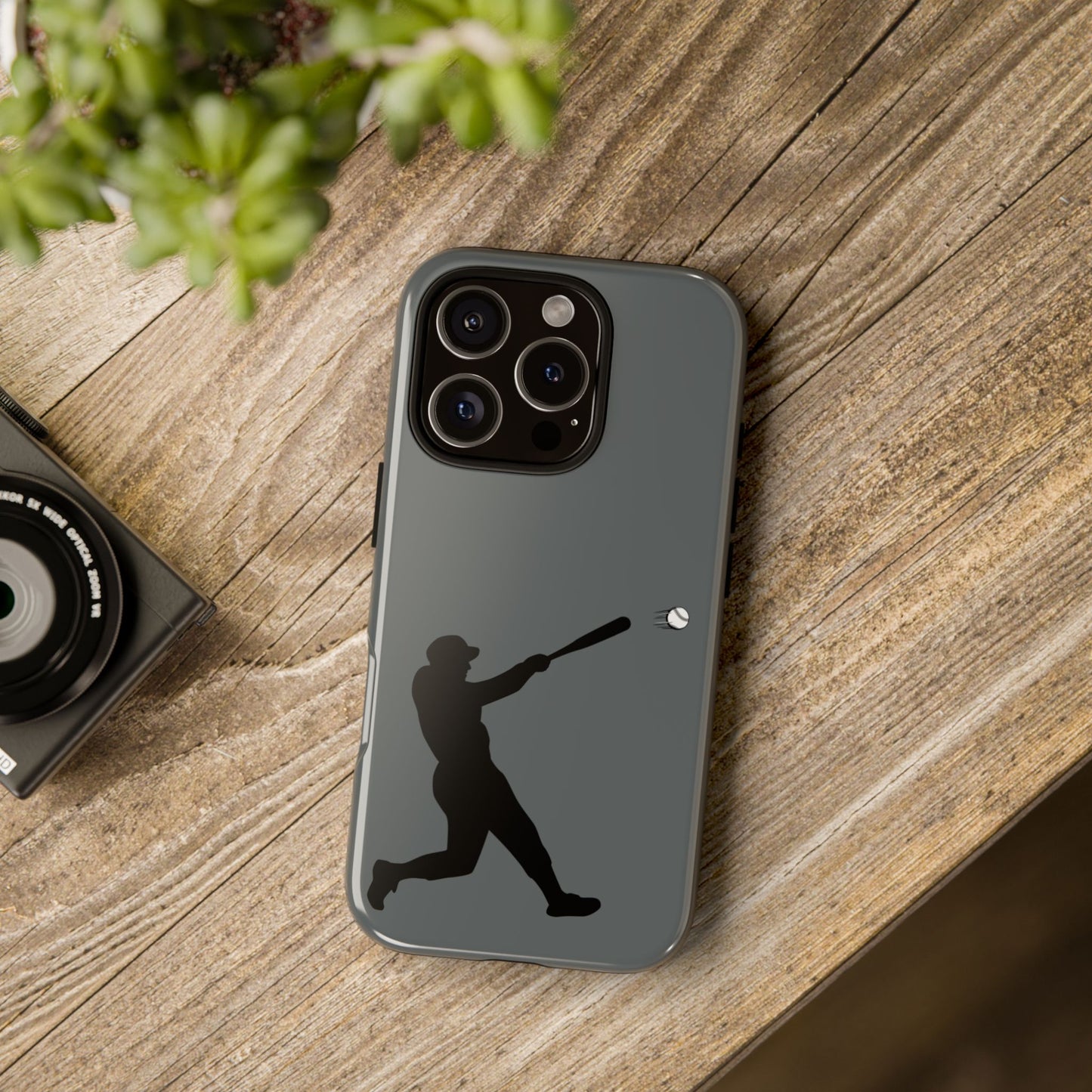 Printify baseball batter phone case, tough protective smartphone cover with baseball player graphic for fans.