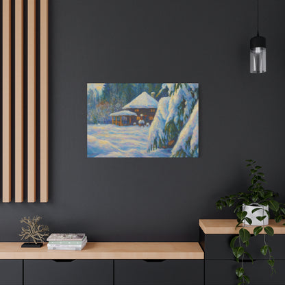 Winter Landscape Canvas Wall Art, Cozy Home Decor, Christmas Gift, Seasonal Artwork, Impressionist Style - TRV