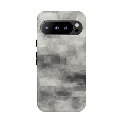 Abstract gray grid phone case for iPhone by Printify, featuring a tough protective design and modern geometric pattern.