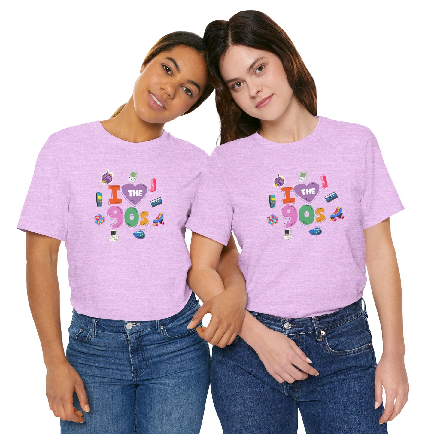 I  Love the 90's Short Sleeve Tee - Retro Graphic Tee, Vintage Style Shirt, Perfect for Casual Outings, 90s Nostalgia Apparel