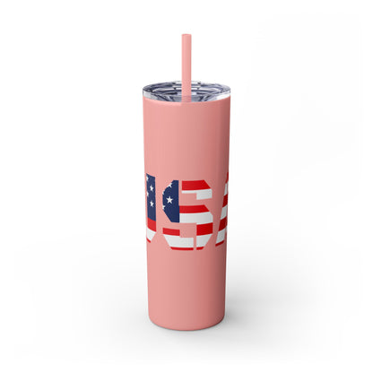 Skinny Tumbler — USA Flag 20oz Straw Tumbler (Patriotic Travel Cup)