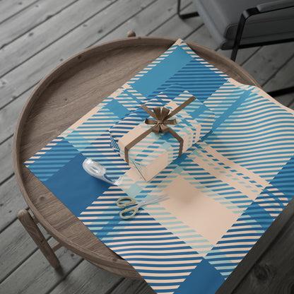 Blue Plaid Wrapping Paper Roll – Classic Plaid Gift Wrap for Birthdays & Holidays