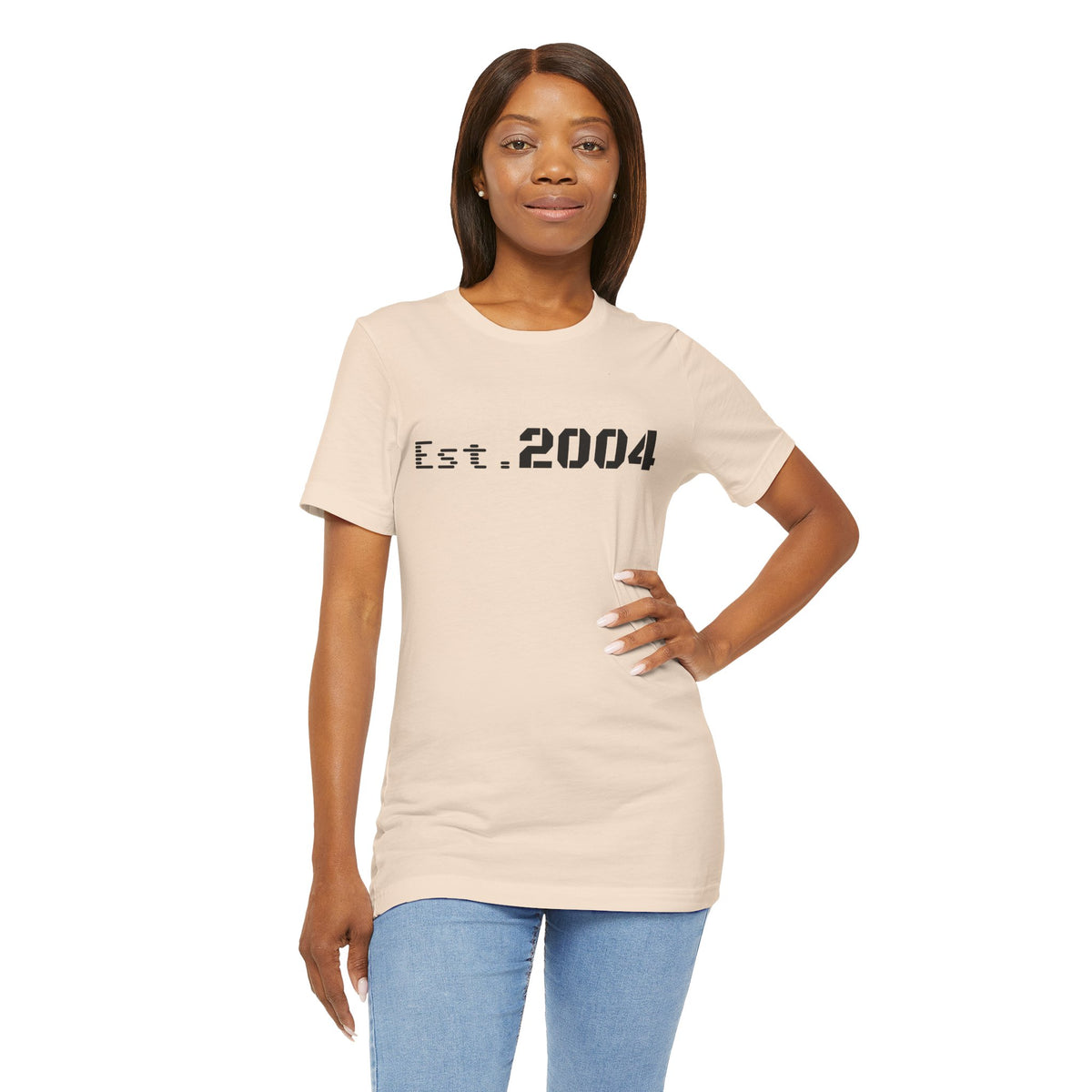 Minimal vintage Est. 2004 T-Shirt by Printify featuring a simple design and classic fit, showcasing the birth year style.