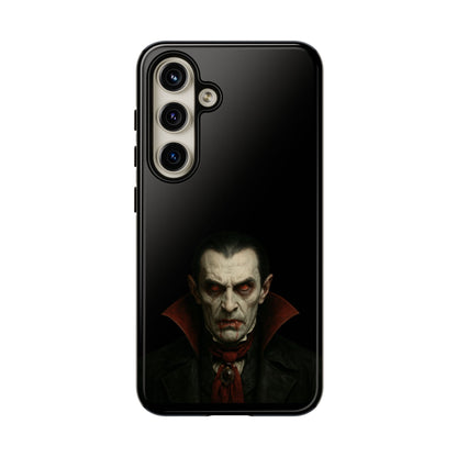 Gothic vampire portrait phone case for iPhone featuring Dracula horror design, crafted by Printify.