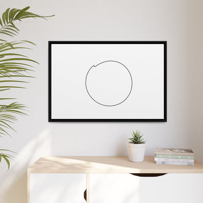 Framed matte canvas wall art featuring a minimal circular line design by Printify, showcasing modern, abstract wall decor.