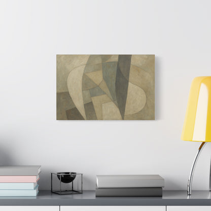 Abstract neutral geometric shapes on matte canvas by Printify, featuring modern design with earthy tones and clean lines.