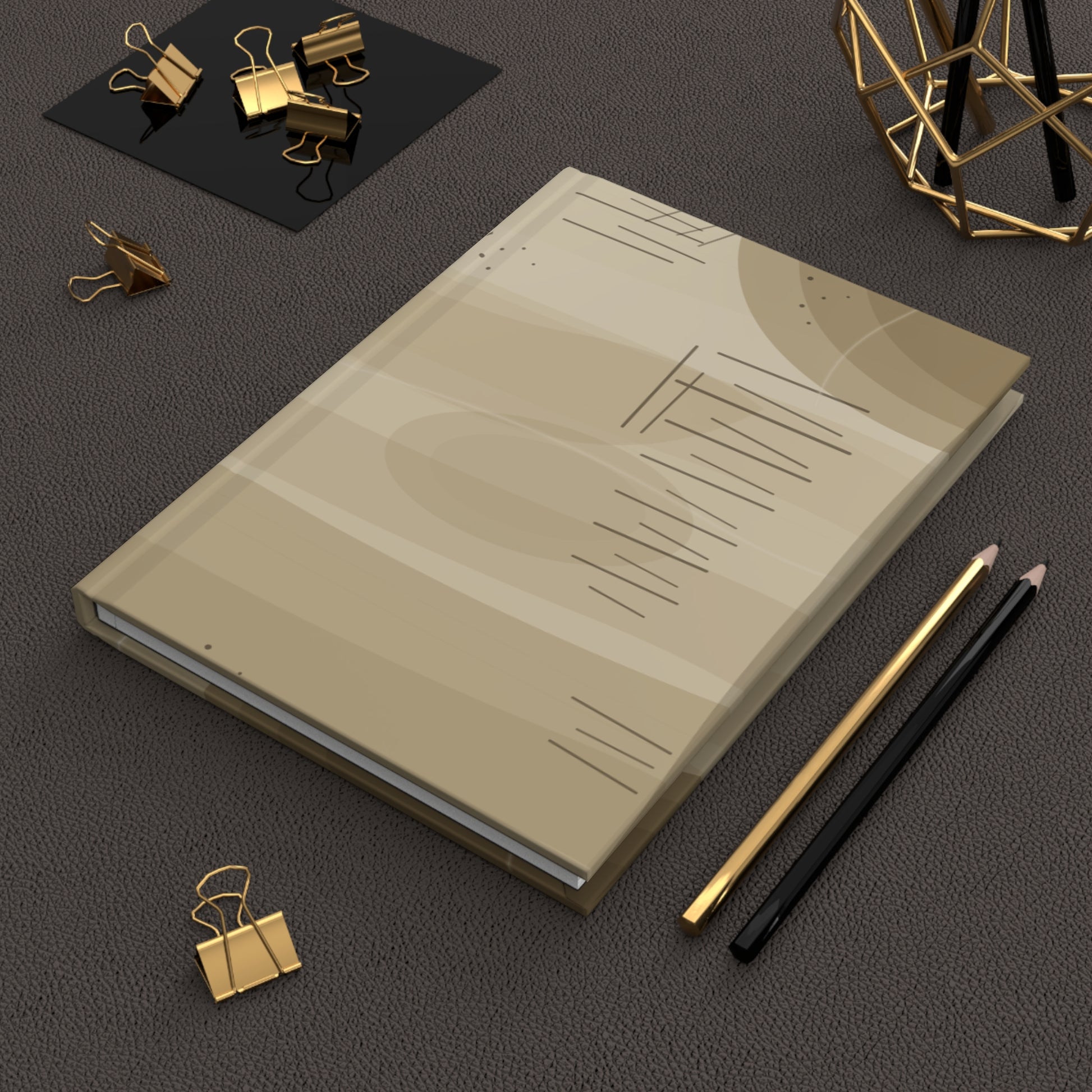 Neutral Abstract Lines Hardcover Journal | Minimal Beige Notebook - TRV