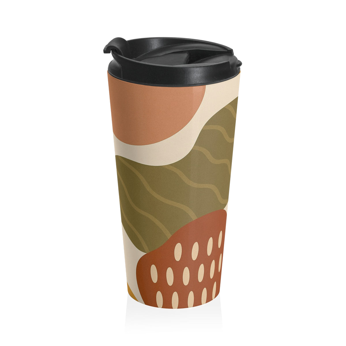 Abstract earth tone 15oz insulated stainless steel travel mug - view 4