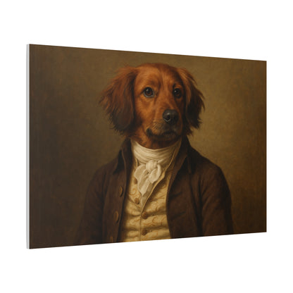 Regal dog portrait printed on matte canvas by Printify, featuring a detailed canine illustration on a high-quality canvas.