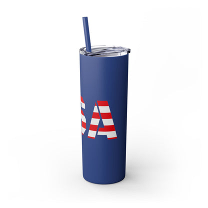 Skinny Tumbler — USA Flag 20oz Straw Tumbler (Patriotic Travel Cup)