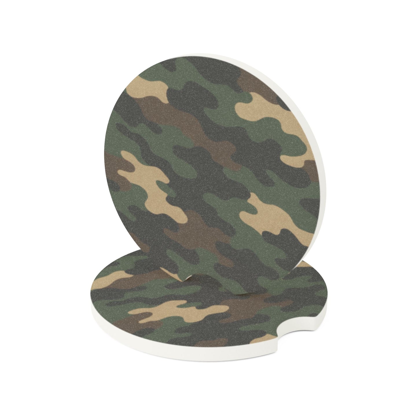 Camouflage Soapstone Car Coaster — Camo Cup Holder Drink Mat