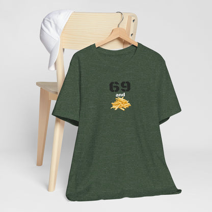 Funny 69 And French Fries Graphic Tee, Casual Humor Shirt, Cute Gift, Stylish Graphic Top, Unisex Quirky T-Shirt, Everyday Wear
