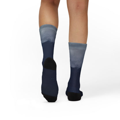 Night Sky Cloud Pattern Socks | Sublimation Crew Socks