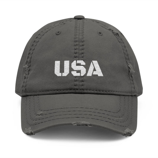 Distressed USA Dad Hat, Vintage Cap for Men and Women, Embroidered Hat, Casual Outdoor Wear, Perfect for Summer Days, Gift for Holidays - TRV