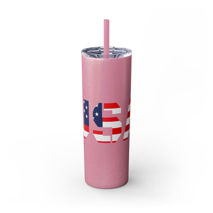 Skinny Tumbler — USA Flag 20oz Straw Tumbler (Patriotic Travel Cup)