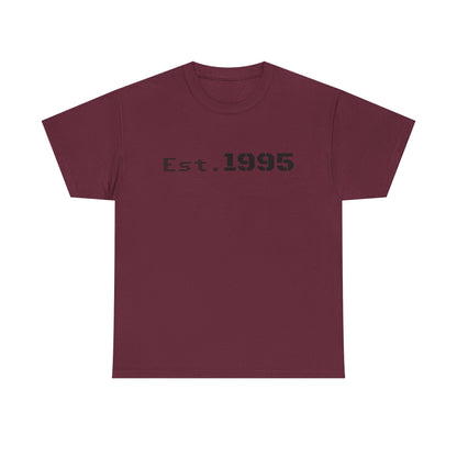 Vintage minimalist Est. 1995 T-shirt by Printify featuring a simple birthday design on a casual cotton tee.