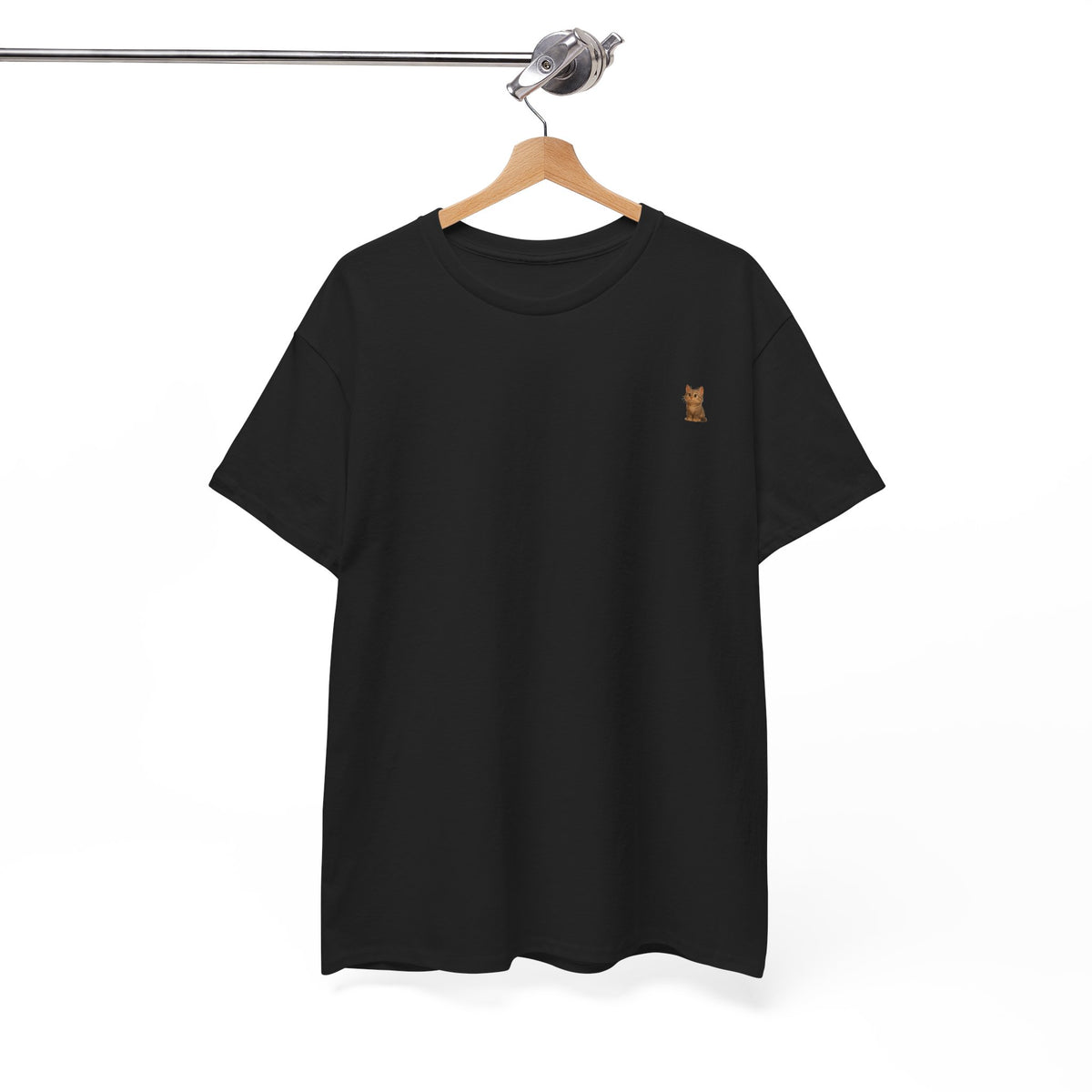 Cute brown kitten graphic T-shirt for cat lovers, featuring a comfortable fit and playful design by Printify.