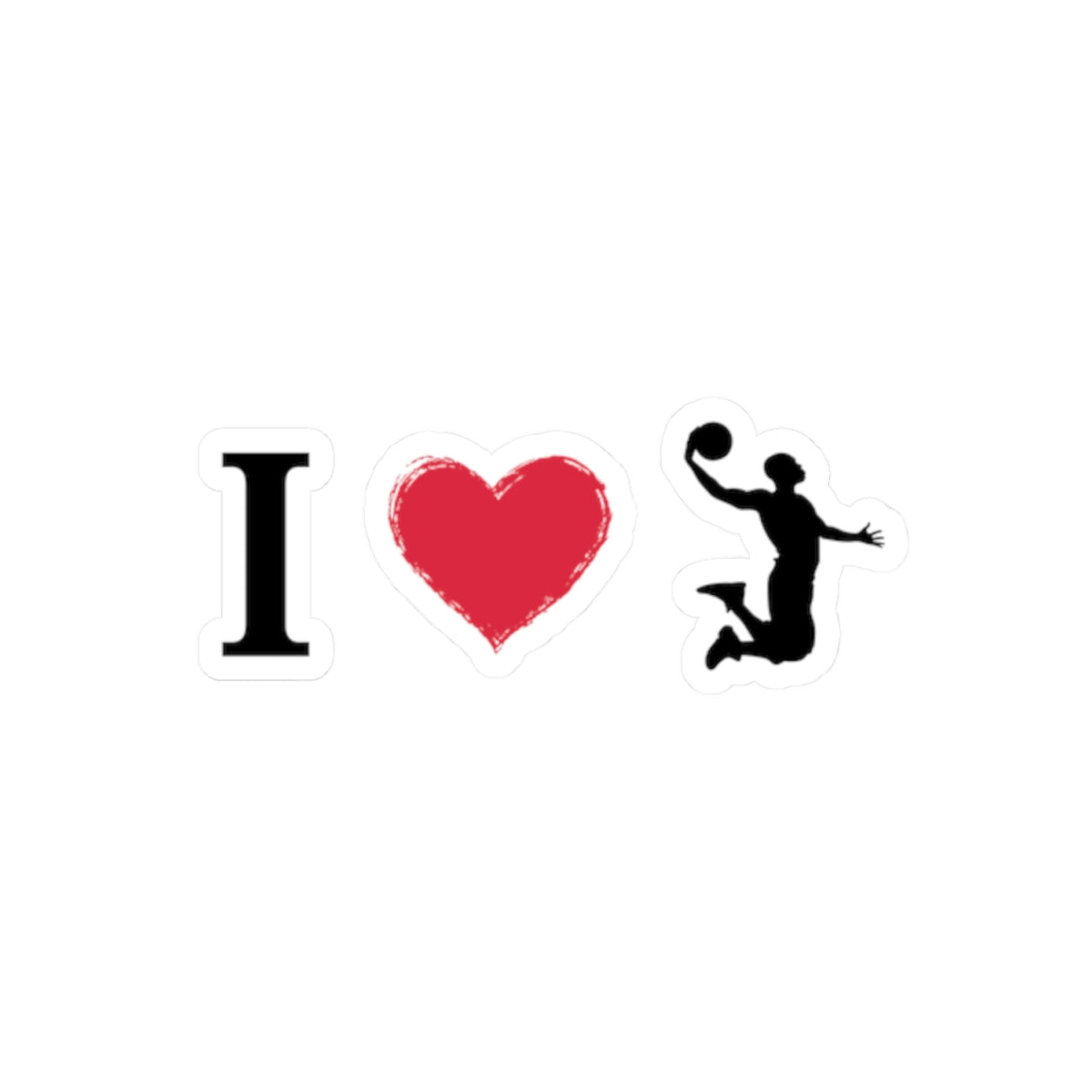 I Heart Basketball Sticker — Kiss-Cut Sports Decal for Laptops & Water Bottles
