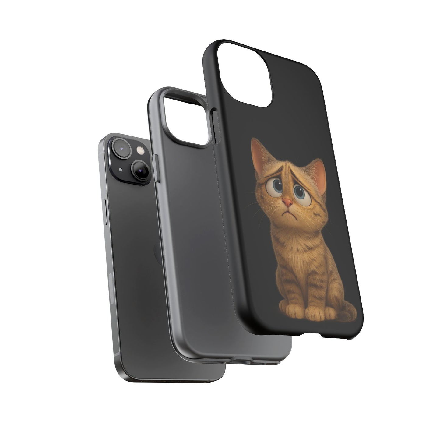 Cute sad kitty design phone case for iPhone by Printify, featuring a protective and stylish cat-themed accessory.