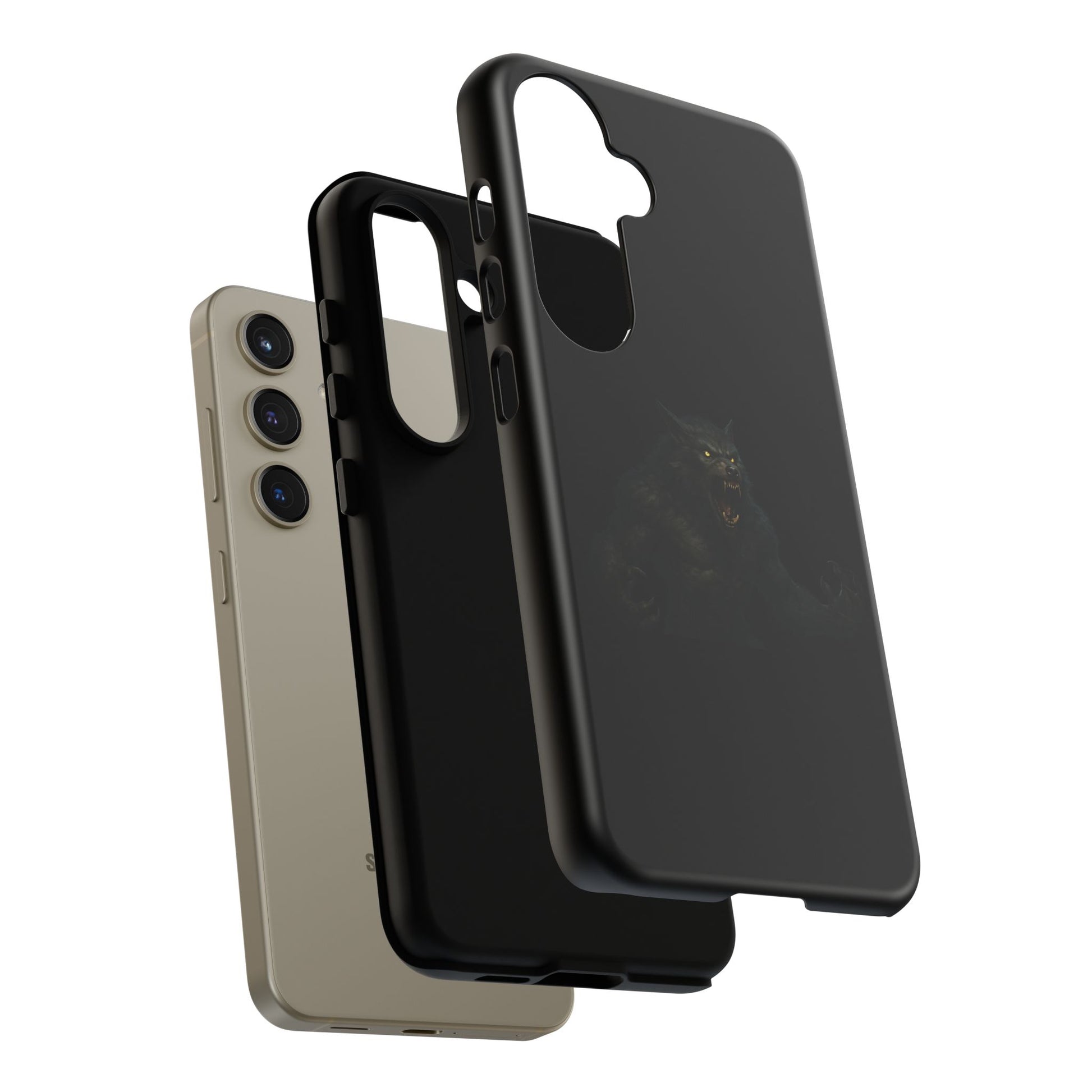 Dark monster graphic werewolf phone case by Printify, showcasing a tough protective design for smartphones.