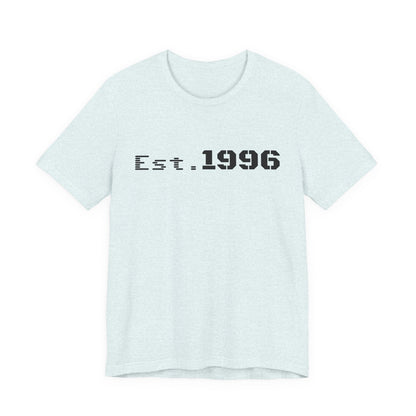 Vintage Est. 1996 T-shirt by Printify featuring a classic design, perfect as a birthday gift for someone born in 1996.