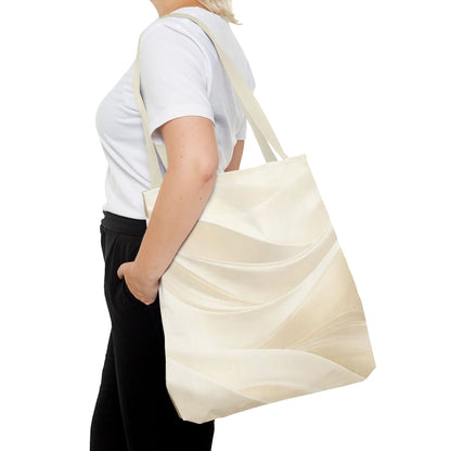 Cream Abstract Waves Tote Bag | Neutral Swirl Pattern