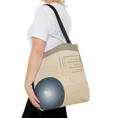 Abstract Neutral Waves Tote Bag | Geometric Circle Pattern