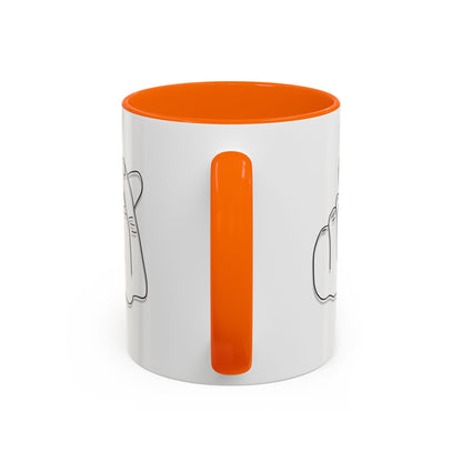 White ceramic coffee mug with a minimal Korean finger heart accent design, 11oz size, by Printify.