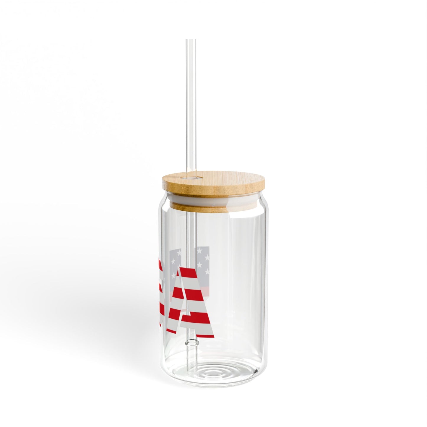USA Flag Sipper Glass | 16oz Reusable Drinkware, Patriotic Glass, Summer Party Essential, 4th of July Celebration, Eco-Friendly Gift - TRV