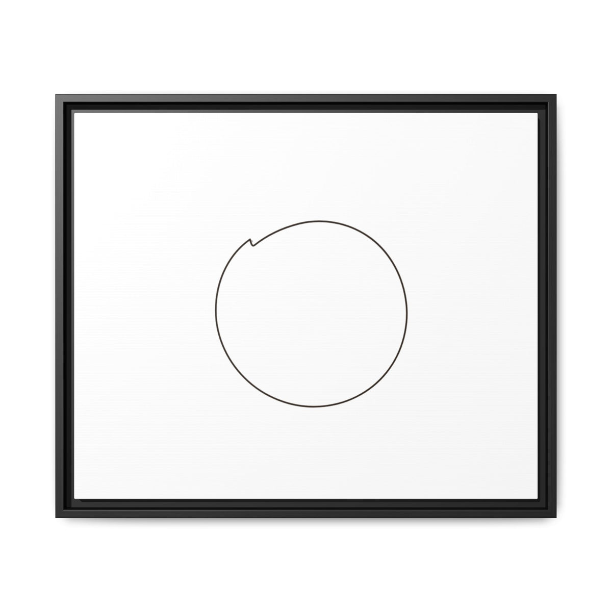 Framed matte canvas wall art with a minimal circular line design, featuring modern abstract artwork by Printify.