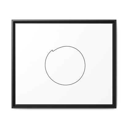 Framed matte canvas wall art with a minimal circular line design, featuring modern abstract artwork by Printify.