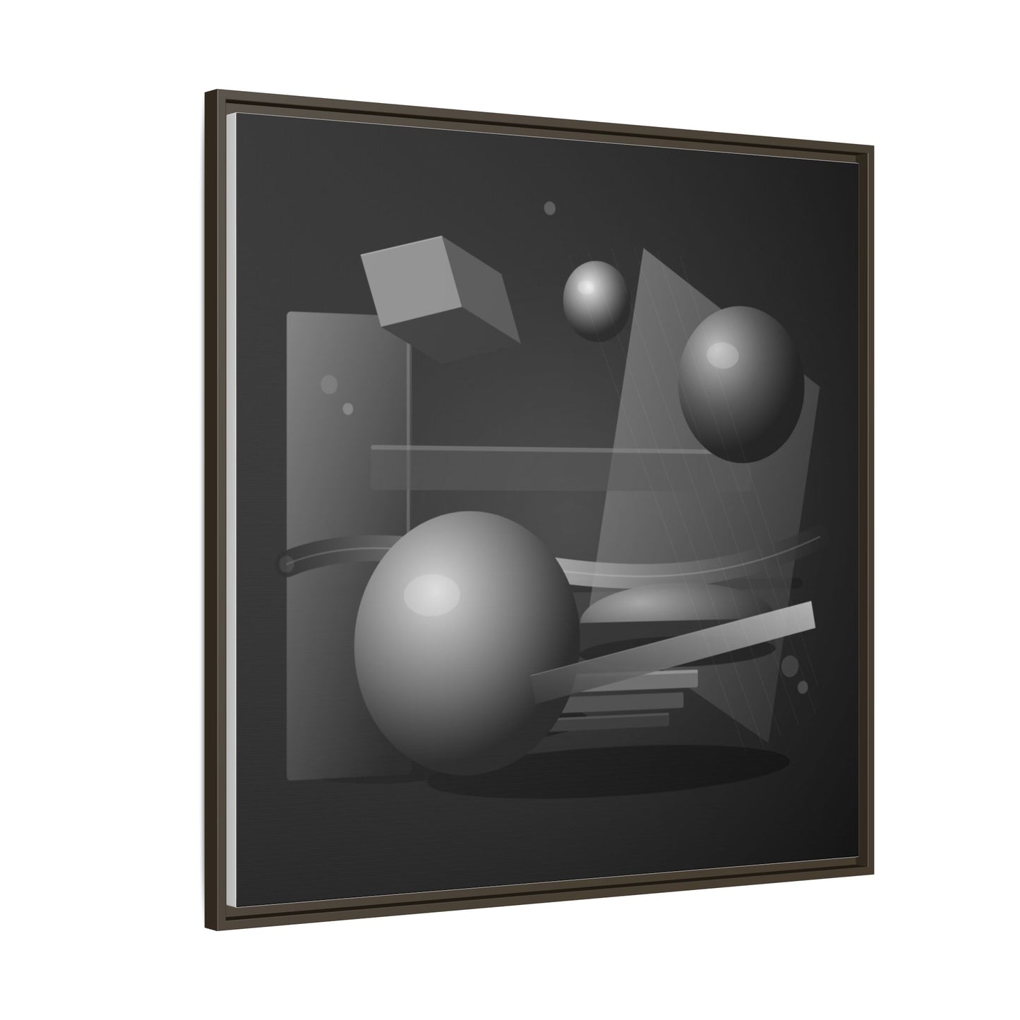 Monochrome Geometric Spheres Canvas Framed Wall Art | Matte Print