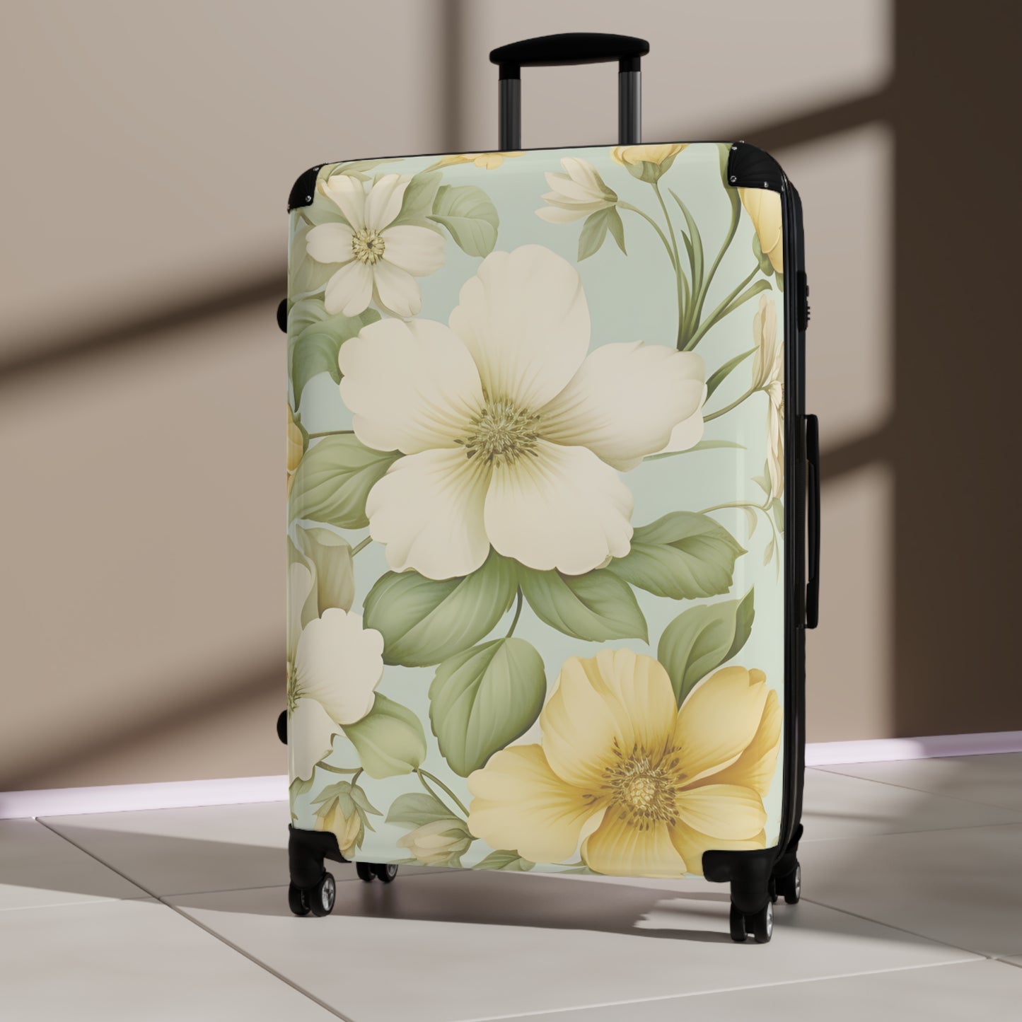 Floral Vintage Carry-On Suitcase — Pastel Dogwood Luggage