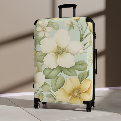 Floral Vintage Carry-On Suitcase — Pastel Dogwood Luggage