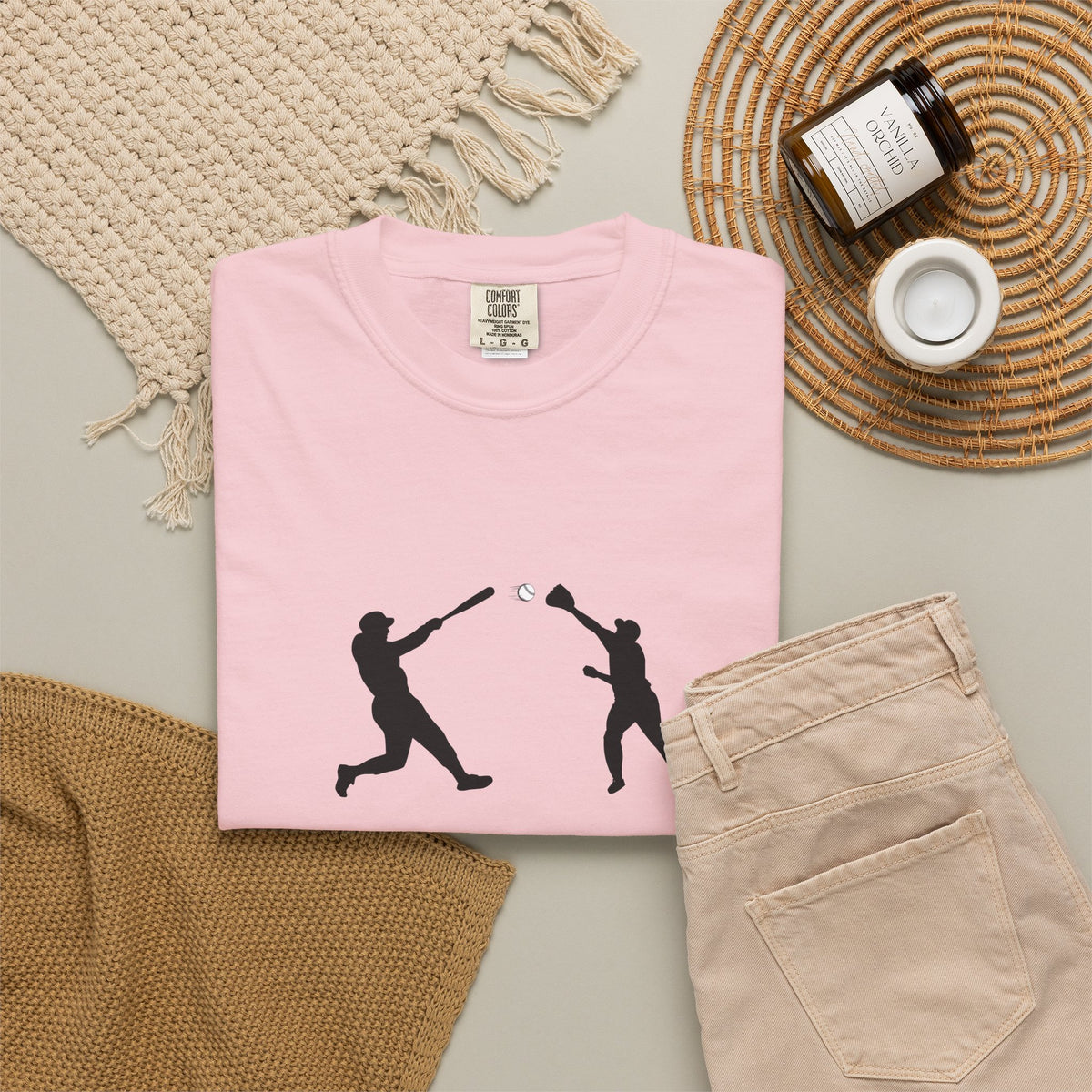 Black baseball silhouette T-shirt featuring a minimal graphic of a baseball player, casual style by Printify.