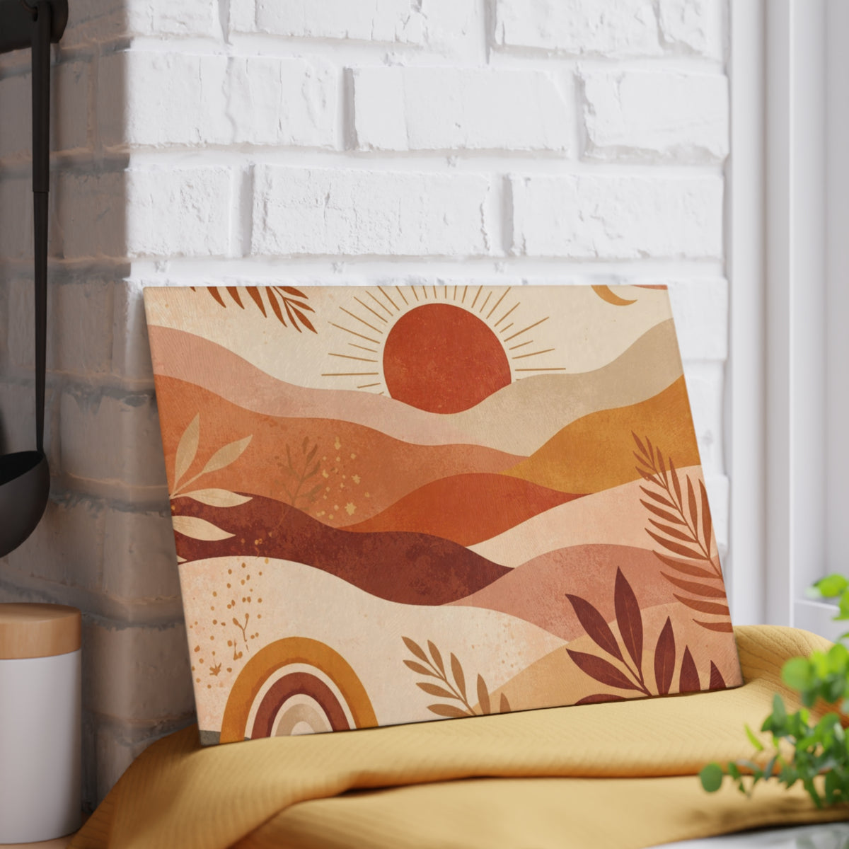 Boho Sunset Desert Waves Glass Cutting Board - view 11